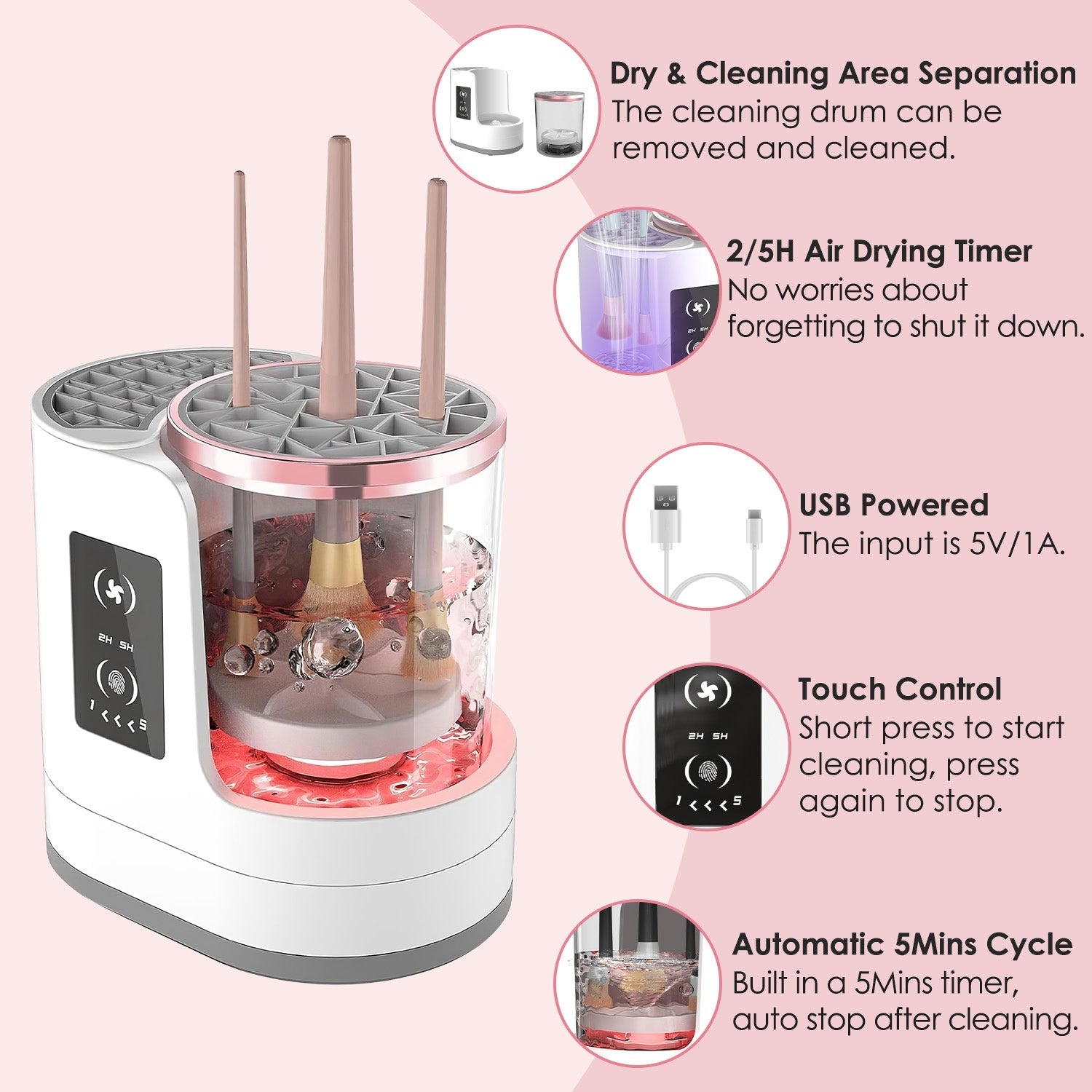 4-in-1 Automatic Makeup Brush Cleaner, Dryer, and Sanitizer